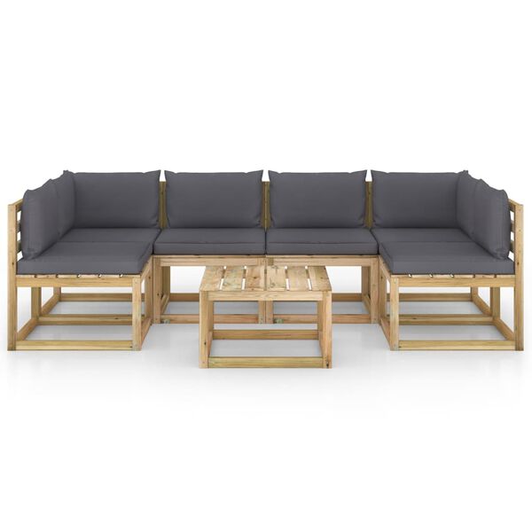vidaXL 7-tlg. Garten-Lounge-Set mit Kissen Impr&auml;gniertes Kiefernholz