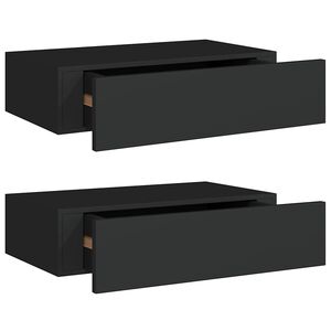 vidaXL Wandregale mit Schubladen 2 Stk. Schwarz 40x23,5x10 cm MDF