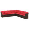 vidaXL 9-tlg. Garten-Sofagarnitur mit Kissen Braun Poly Rattan