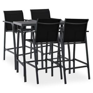 vidaXL 5-tlg. Gartenbar-Set Schwarz