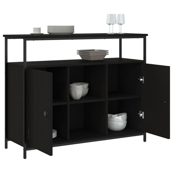 vidaXL Sideboard Schwarz 100x35x80 cm Holzwerkstoff