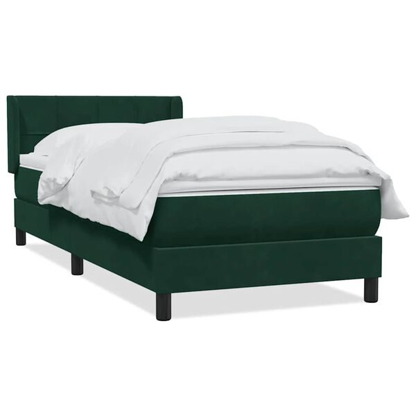 vidaXL Boxspringbett mit Matratze Dunkelgr&uuml;n 80x220 cm Samt