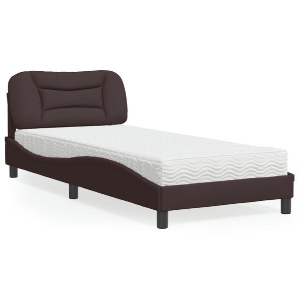 vidaXL Bett mit Matratze "Hvar" Dunkelbraun 90x190 cm Stoff