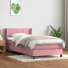 vidaXL Boxspringbett mit Matratze Rosa 100x220 cm Samt