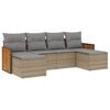 vidaXL 6-tlg. Garten-Sofagarnitur mit Kissen Beige Poly Rattan