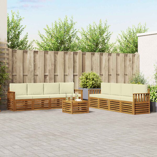 vidaXL Sofagarnituren 9 pcs Natur und Creme Massivholz Akazie