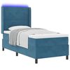 vidaXL LED Boxspringbett mit Matratze Blau 100 x 200 cm Samt