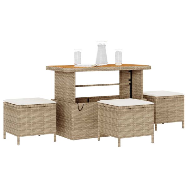 vidaXL Garten Essgruppe Beige Poly Rattan
