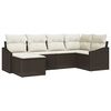 vidaXL Sofa Set mit Kissen 6 pcs Braun Poly-Rattan