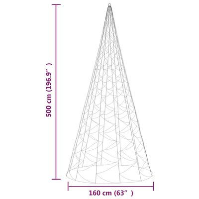 vidaXL LED-Weihnachtsbaum für Fahnenmast Warmweiß 1400 LEDs 500 cm