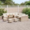 vidaXL Gartensofa-set mit Kissen mit Speicher 14 pcs Beige Poly-Rattan