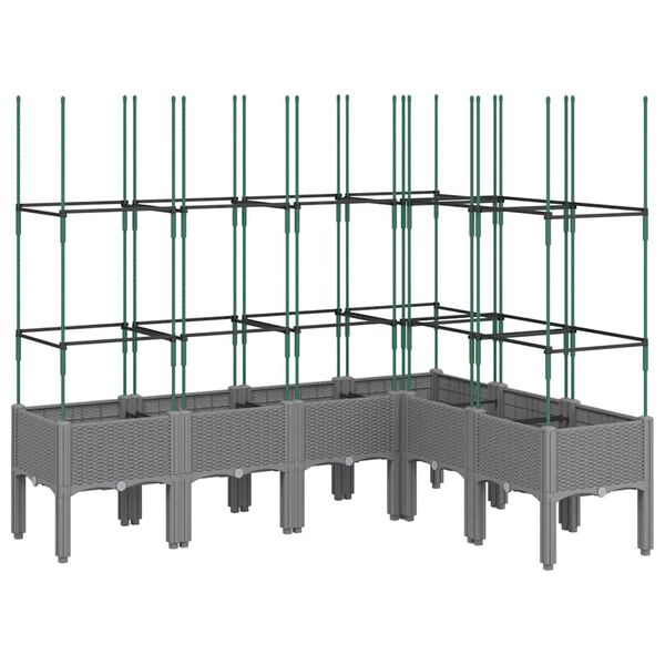 vidaXL Pflanzk&uuml;bel mit Rankgitter Hellgrau 160x120x142,5 cm PP