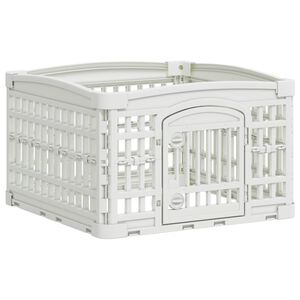 vidaXL 4-Panel Hundelaufstall Wei&szlig; 63 x 63 x 40 cm Kunststoff