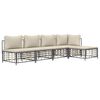 vidaXL 5-tlg. Garten-Lounge-Set mit Kissen Anthrazit Poly Rattan