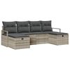 vidaXL Sofa Set mit Kissen mit Speicher 6 pcs Hellgrau Poly-Rattan