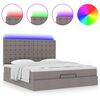 vidaXL Ottoman-Bett mit Matratze & LEDs Taupe 180x200 cm Stoff