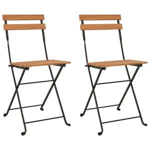 vidaXL Klappst&uuml;hle, 2 St&uuml;ck, Massivholz Teak und Stahl