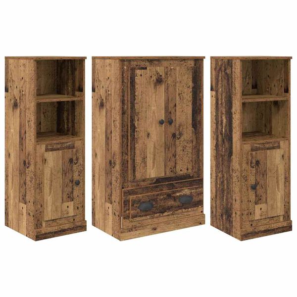 vidaXL Highboard mit Schubladen 3 pcs Altholz Holzwerkstoff