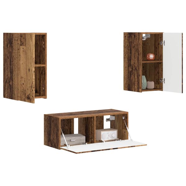 vidaXL TV-Schrankset Wandmontiert 2 pcs Altholz Holzwerkstoff