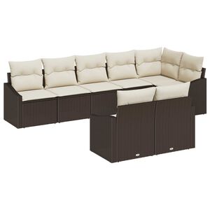vidaXL Sofa Set mit Kissen 8 pcs Braun Poly Rattan