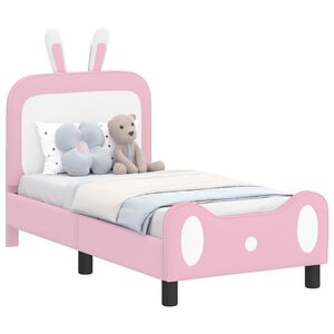 vidaXL Kinderbettgestell mit Kopfteil mit Kopfteil Rosa 70 x 140 cm PU