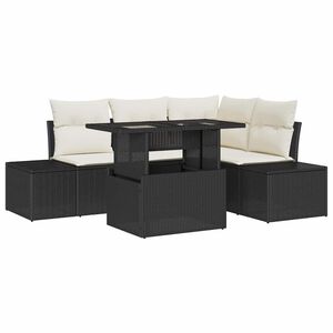 vidaXL Gartensofa-set 5 stk. Schwarz und Creme Poly-Rattan
