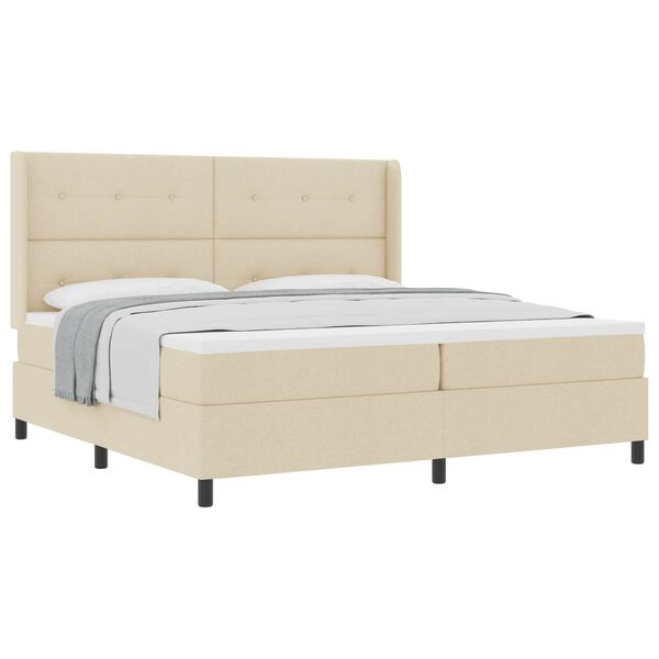 vidaXL Boxspringbett mit Matratze Creme 200 x 200 cm Stoff
