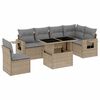 vidaXL 7-tlg. Garten-Sofagarnitur mit Kissen Beige Poly Rattan