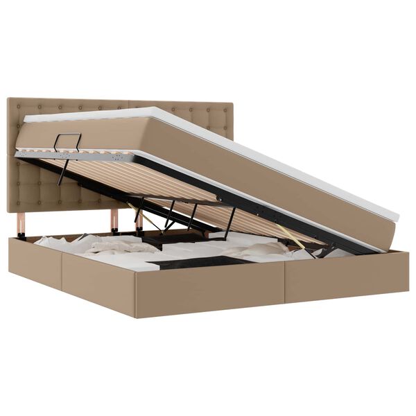 vidaXL Bett mit Stauraum und LED Cappuccino 160 x 200 cm Kunstleder