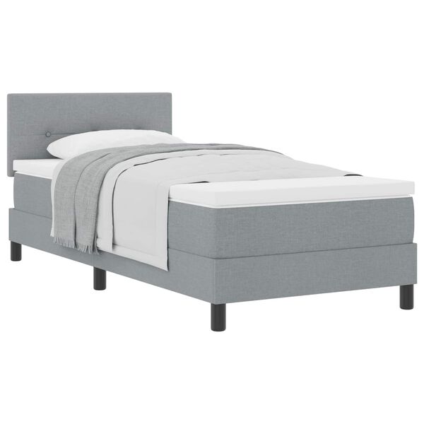 vidaXL Boxspringbett mit Matratze Hellgrau 90 x 190 cm Stoff