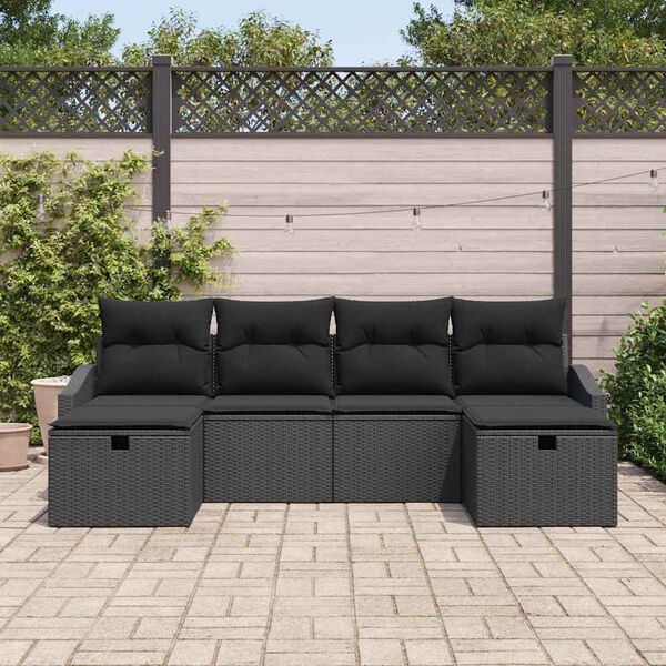 vidaXL Gartensofa-set mit Kissen mit Speicher 6 pcs Poly-Rattan