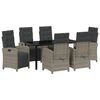 vidaXL Garten Essgruppe mit Kissen 7 pcs Grau Poly-Rattan