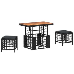 vidaXL Garten Essgruppe 3 stk. Schwarz und Grau
