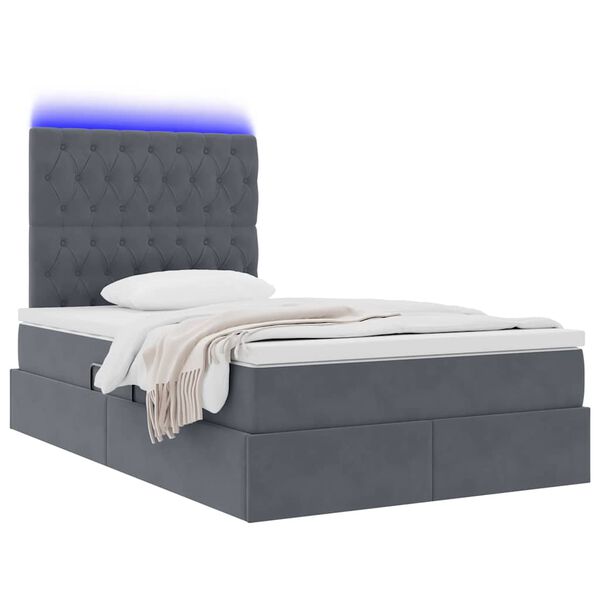 vidaXL Bett mit Stauraum und LED Dunkelgrau 120 x 200 cm Samt
