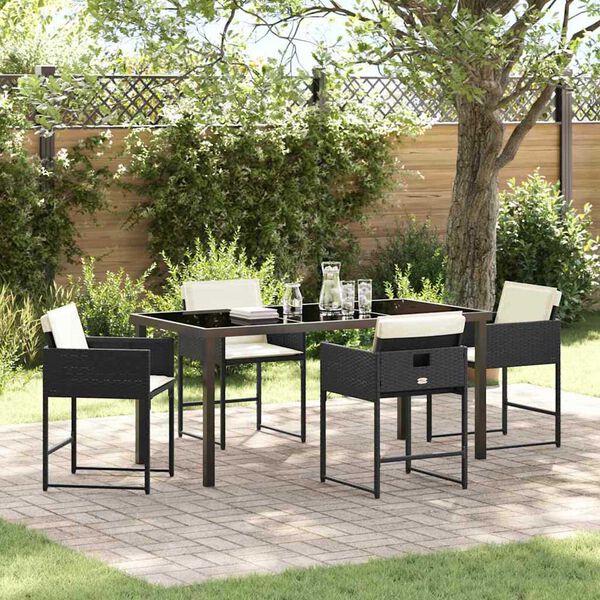 vidaXL Garten Essgruppe 5 pcs Schwarz Poly-Rattan