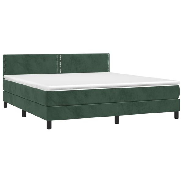 vidaXL Boxspringbett mit Matratze Dunkelgr&uuml;n 180x200 cm Samt
