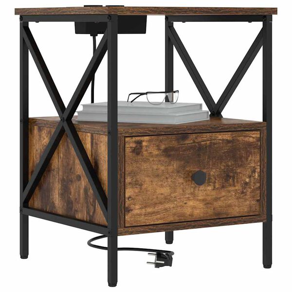 vidaXL Nachttisch Ger&auml;ucherte Eiche 41,5 x 40,5 x 55 cm Holzwerkstoff