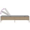 vidaXL Sonnenliege mit Tisch und Auflage Beige Poly Rattan