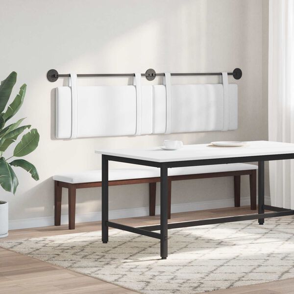 vidaXL H&auml;ngevorderseite Wandmontiert Uni Wei&szlig; 190 x 55 x 5 cm Stoff