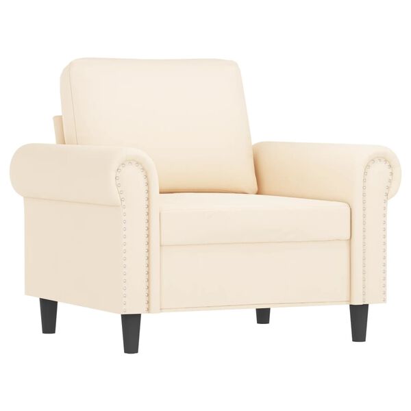 vidaXL Sessel mit Hocker Creme 60 cm Samt
