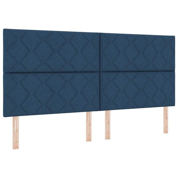 vidaXL LED Boxspringbett mit Matratze Blau 200 x 200 cm Stoff