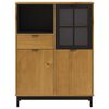 vidaXL Highboard mit Glastür FLAM 92x40x122,5 cm Massivholz Kiefer