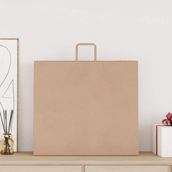 vidaXL Papiertragetaschen 50 Stk. mit Henkeln Braun 54x15x49 cm