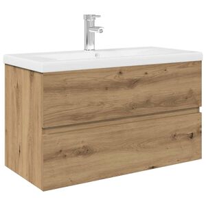 vidaXL Waschbeckenunterschrank mit Einbaubecken und Wasserhahn