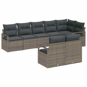 vidaXL Gartensofa-set 8 stk. Grau Poly-Rattan