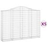 vidaXL Gabionen mit Hochbogen 5 Stk. 200x30x140/160cm Verzinktes Eisen