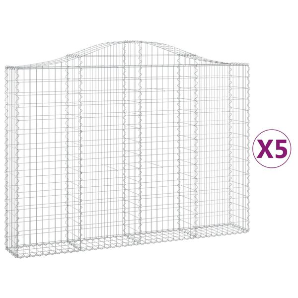 vidaXL Gabionen mit Hochbogen 5 Stk. 200x30x140/160cm Verzinktes Eisen