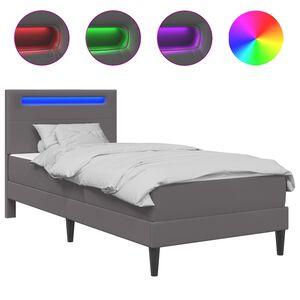vidaXL Bettrahmen mit LED-Lichtleisten mit Kopfteil Kunstleder
