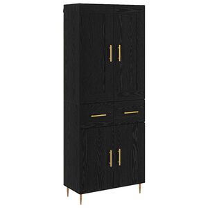 Highboard Schwarz Eichen-Optik 69,5 x 34 x 180 cm Holzwerkstoff