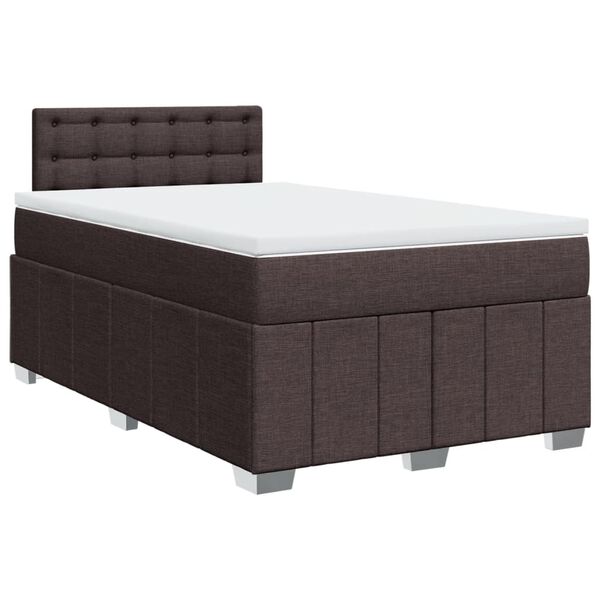 vidaXL Boxspringbett mit Matratze Dunkelbraun 120x200 cm Stoff